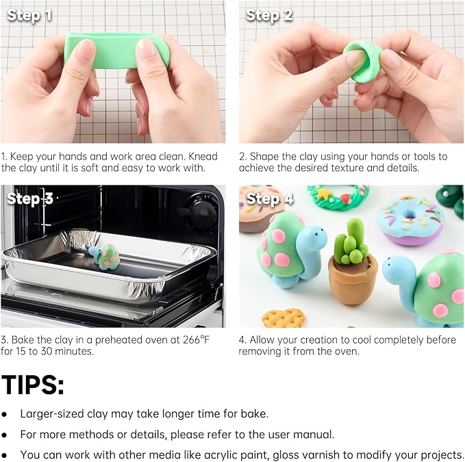 Shuttle Art Polymer Clay Kit, 50 Colors Oven Bake Clay for Kids with 19 Carving Tools and 10 Accessories, Non-Sticky, Non-Toxic, Ideal Gift for Kids