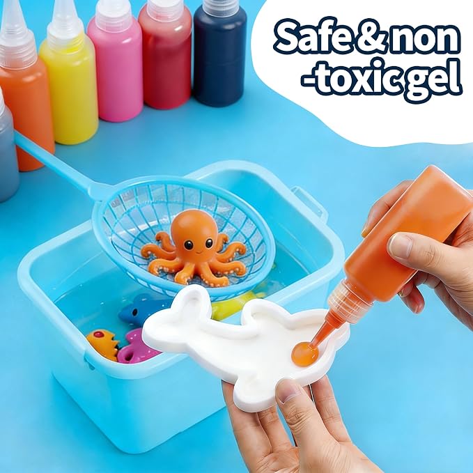 Glowing Magic Water Elf Toy Kits, Aqua Fairy Water Gel for Kids, 24 Gels 20 Molds, Squishies Squishy Toy Maker, Arts Crafts Magic Gel Water Pets Set for ages 3+ Girls Boys Toys Birthday Christmas Gift
