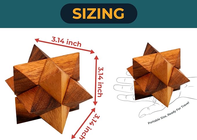 BSIRI Adults Games Gifts Wooden Star Cube Puzzle Game Brain Teasers of the Logic Game Adults Seniors and Teen to Challenge Puzzles for Fun Entertaining Things and Fun Tools of Parents