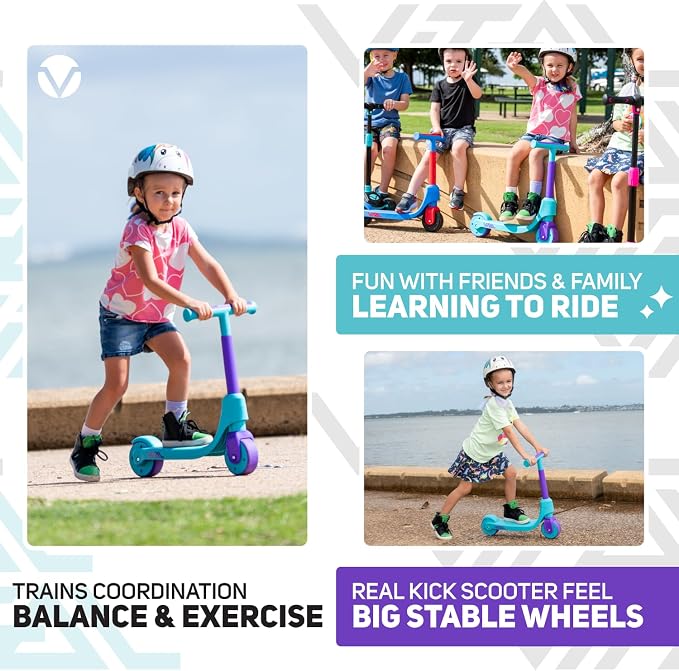 Vital First 2 Wheel Toddler Scooter | Beginner Balance Training Kids Toys for Ages 2-5 | Durable Lightweight Design & Fixed Height Kids Scooter | Wide Wheels and Foot Brake