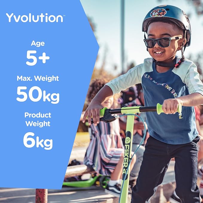 Yvolution Y Fliker A1 Drift Scooter – 3-Wheel Wiggle Scooter for Kids Ages 5-8 – Self-Propelling, Foldable Design with Hand Brake – Max Weight 110 lbs – Pink/Green