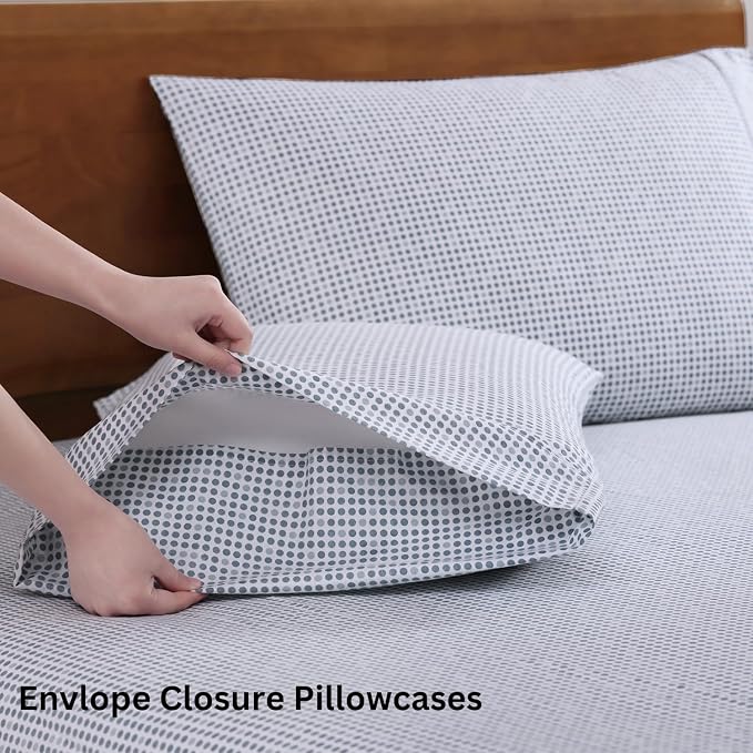 LANE LINEN 100% Organic Cotton Twin Sheets Set - 3 PC Bedding Sheets & Pillowcases - Breathable & Cooling Bed Sheets - Deep Pocket up to 15", Sheets for Twin Size Bed: Polka Dot (Blue) | Twin Sheet Set, GOTS Certified Organic Cotton Percale - Best-Valu...