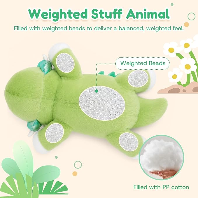 Triceratops Dinosaur Weighted Stuffed Animal Plush Toy(10.6 Inch, 0.7 Lbs)