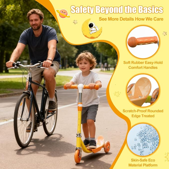 Kick Scooters for Kids 3-5 5-7 Years Age - Handlebars Flexible Steer,Height Adjustable,Stable Light Up Three Wheeled Toddler Scooter for Boy & Girl,Indoor Outdoor Kid Child Toy Gift