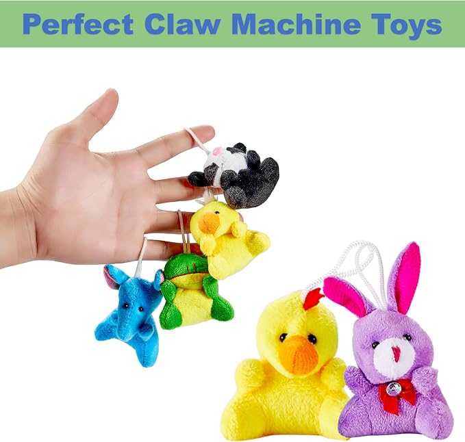 120 Pack Mini Animal Plush Toy Set,Stuffed Animal Party Favors,Keychain Decoration,Christmas Party Favors,Easter Egg Stuffer,Valentine Exchange Toy,Carnival Prize