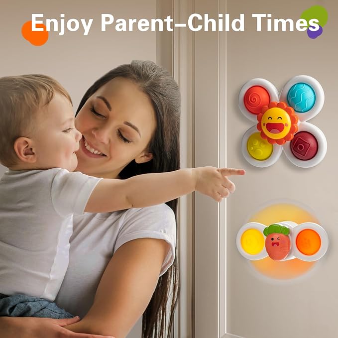 3PCS Suction Cup Spinner Toys for 1-2 Year Old Boys Spinning Toys Sensory Toys for Toddlers 1-3 Gifts for 1 Year Old Girls