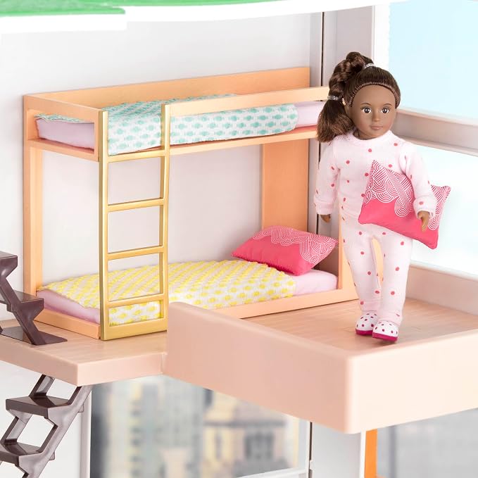 Lori – Bunk Bed Set for Mini Dolls – Bedroom Furniture for 6-Inch Dolls – Dollhouse Accessories – 3+ Years– Urban Chic Bunk Bed