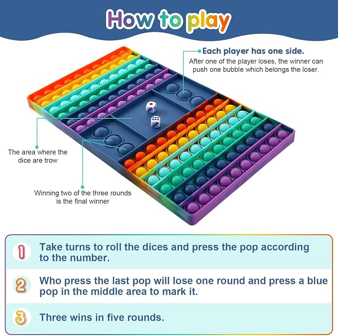 Pop Games Sensory Fidget Toy, Pop Board Math Games for Kids Family Games Multiplication Game, Stress Relief Toys Learning for Girls Boys with Autism Gifts for Grandkids