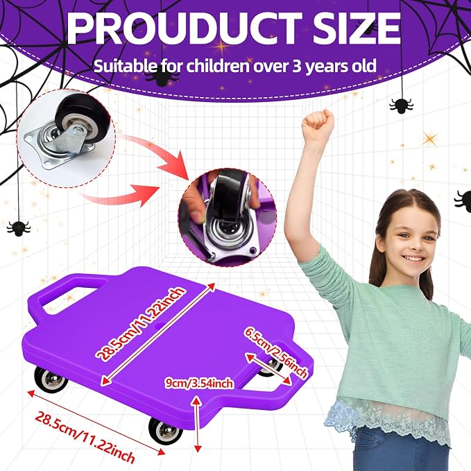 2 Pcs Sports Scooter Board with Handles Colored Floor Sitting Scooter Board with Plastic Casters for Kids Gym Indoor Outdoor Activities Play Equipment