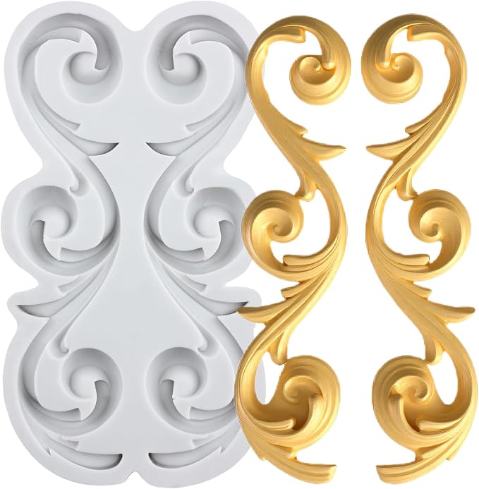 Baroque Relief Polymer Clay Mold Scroll Relief Lace Silicone Molds for DIY Craft Epoxy Resin Casting Polymer Clay Tools Crafts Air Dry Jewelry Making