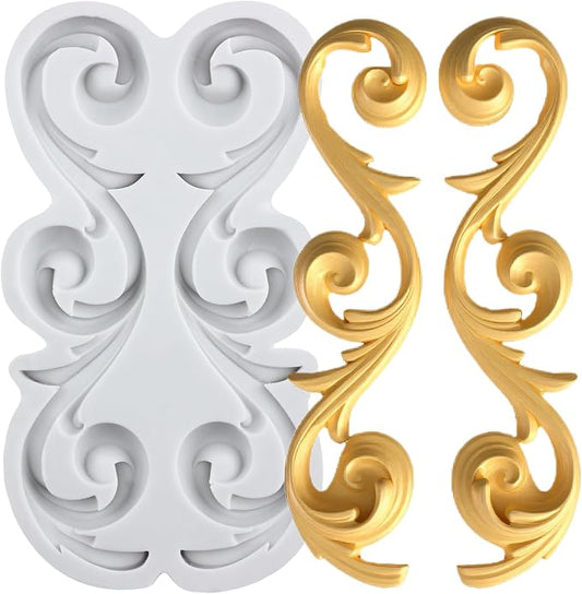 Baroque Relief Polymer Clay Mold Scroll Relief Lace Silicone Molds for DIY Craft Epoxy Resin Casting Polymer Clay Tools Crafts Air Dry Jewelry Making