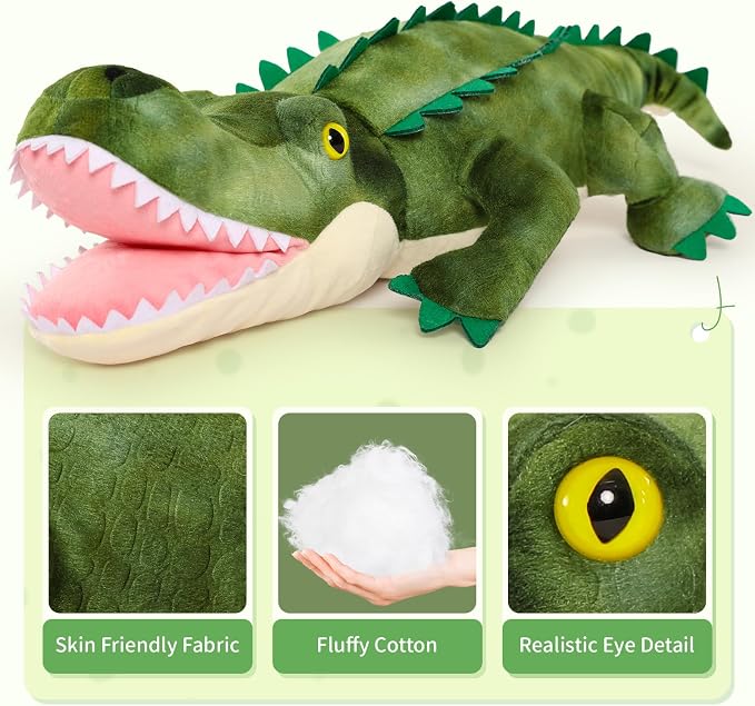 7Pcs Alligator Stuffed Animal, 23.6" Giant Crocodile Plush Toy with 3 Baby Crocodiles Plushies, Stuffed Alligator Gift for Kids on Birthday,Christmas or Baby Shower,Party Decorations