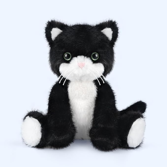 SuzziPals Heatable & Coolable Black and White Cat Stuffed Animal, Cat Heating Pad Microwavable for Soothing & Relaxation, Lavender Scented Tuxedo Cat Plush Toy for Stress Relief, Cat Toys for Kids