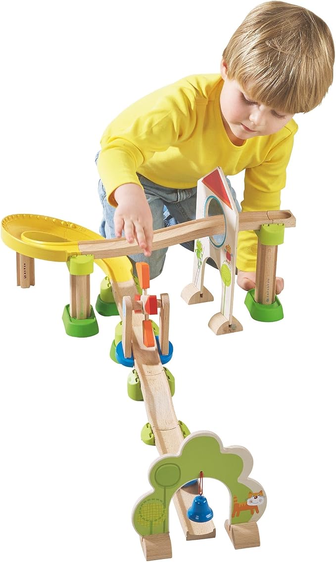 HABA Marble Run Kullerbu Windmill Playset, STEM Toy Building Set for 2-6 Year Olds, Montessori Toys Marble Maze, 25 Piece Ball Track