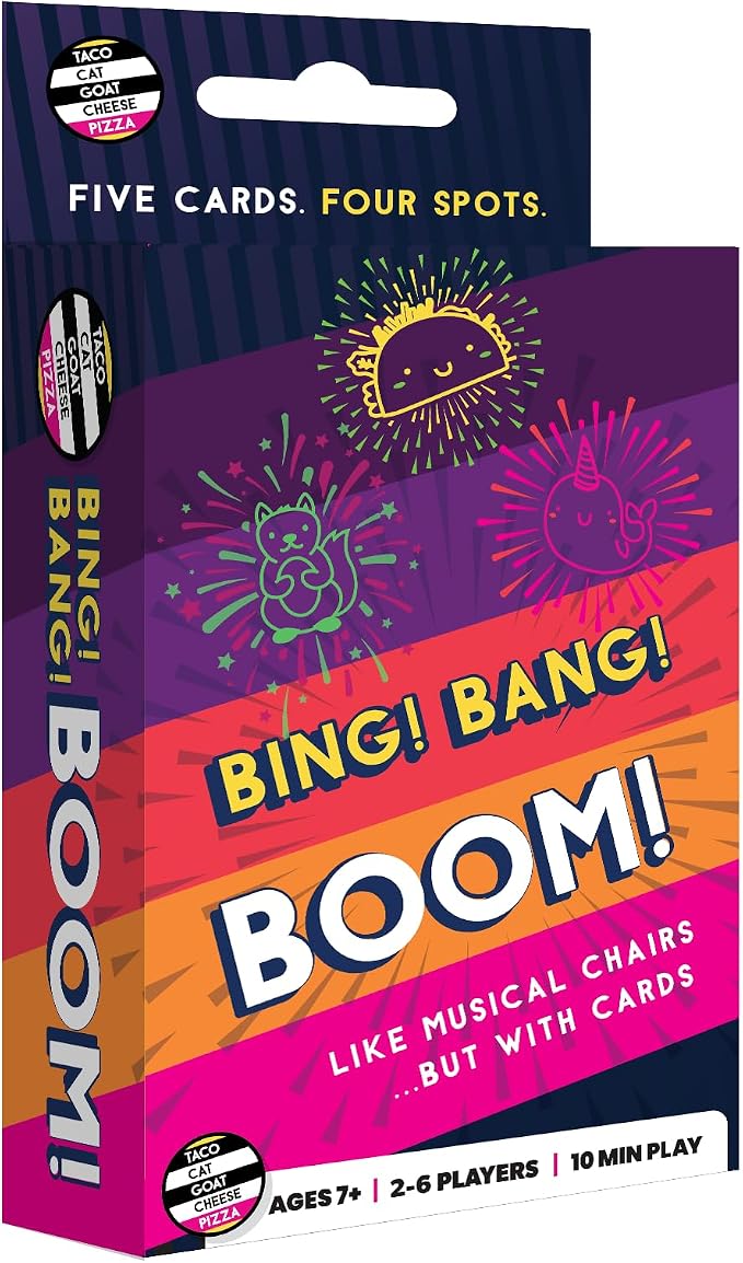 Bing Bang Boom Hilariously Fun Card Game for Family Game Night by Taco Cat Goat Cheese Pizza | Easy to Learn and Play with Fast 10 Minute Rounds | Fun for Kids, Teens, and Adults | 2 - 6 Players