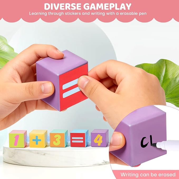 35 PCS Large Magnetic Blocks for Toddlers - 1.24" Magnetic Cube with Stickers, Magnet Blocks STEM Learning Sensory Toys for Kids & Preschoolers, Brithday Gifts for 3-5 Year Old Boys Girls