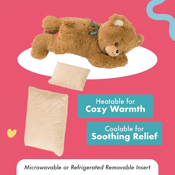 Lilly's Love Heatable & Coolable Lavender Scented Weighted Stuffed Animal - Microwavable Heatable Pad for Kids & Adults - Machine Washable Plushie - Calming Stuffed Animal for Anxiety - Bear