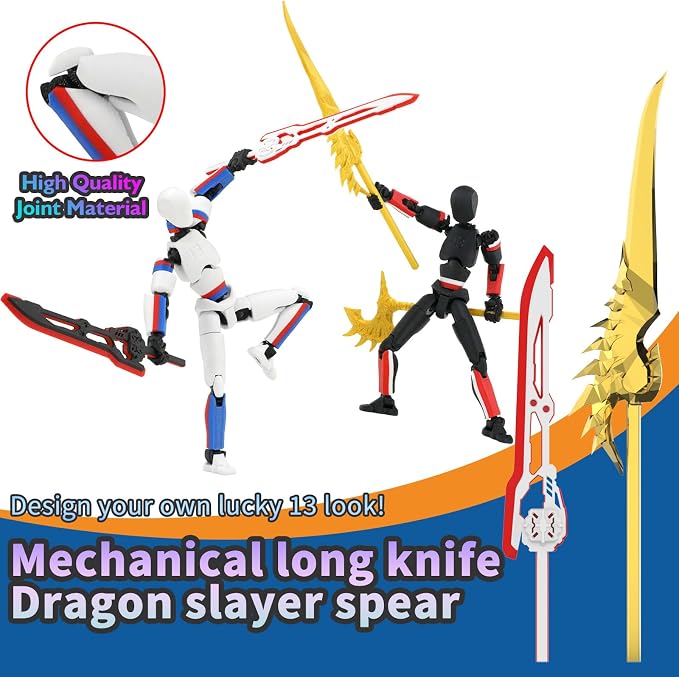 5-Pack Titan 13 Action Figure, 3D Printed Multi-Colored T Dummy 13 | Already Assembled T Lucky13 Action Figure Set with Laser Saber Dummy 13 Robo Nova 13, Figura de acción 13