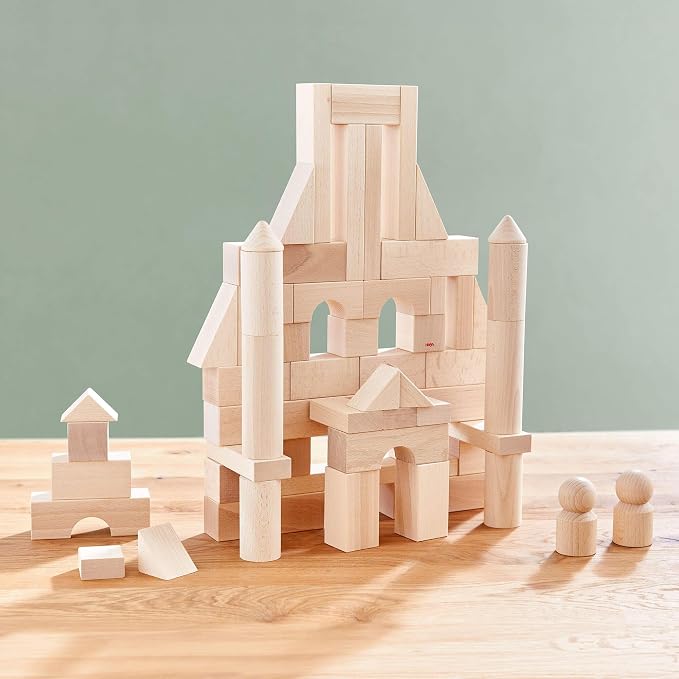 HABA Wooden Building Blocks 60 Piece Set, Ideal Toddler Blocks for & Kids Stacking Toys for Ages 1 & Up for Open-Ended Play, Made in Germany