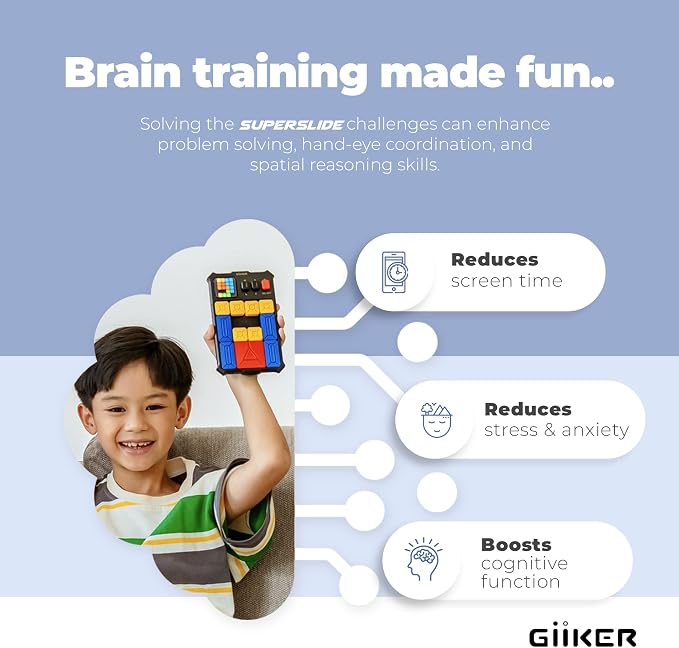 GiiKER Super Slide Puzzle Games, Original 500+ Challenges Brain Teaser Puzzle, Toys for Kids Teens, Travel Games Birthday Gifts STEM Toys for Ages 6+ Boys Girls, Activities for Road Trips