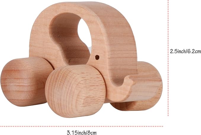 Wooden Toys Cars (2 Pack) for Toddler Montessori Inspired Teething Push Toys Exercise Baby's Grip Ability