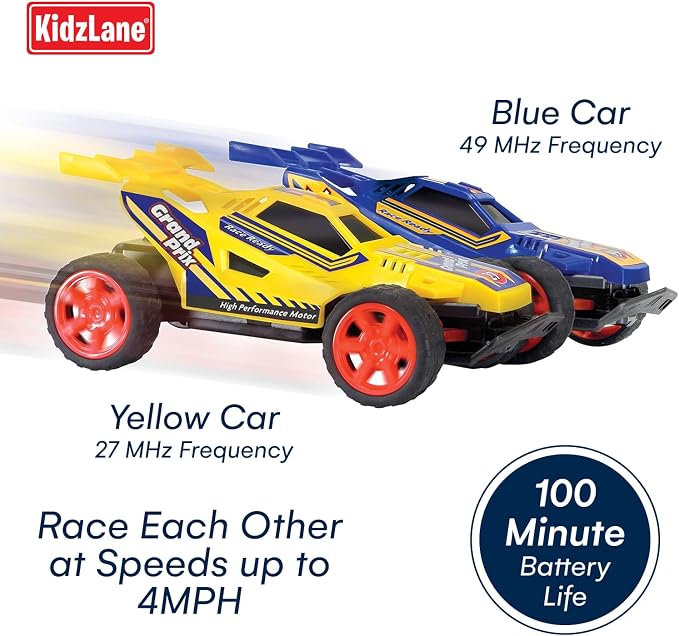 Kidzlane Kids Remote Control Cars – 2 Race Cars Racing Together with All-Direction Drive, 35 ft Range - 2 Pack Remote Control Car Set for Kids - RC Car for Boys 4-7 & 8-12