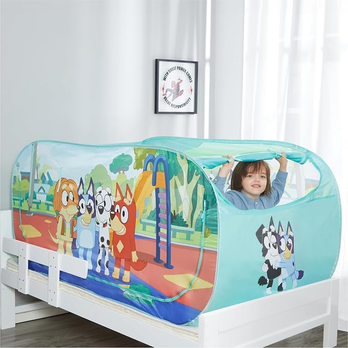 Bluey 2 in 1 Kids Pop Up Play Tent and Twin Bed Tent for Pretend and Imaginative Play
