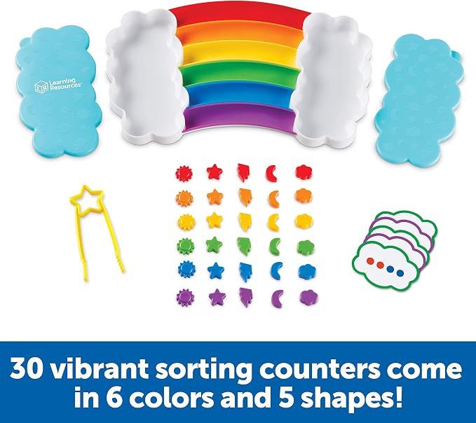 Learning Resources Rainbow Sorting Set , fine motor, sorting, patterning & addition skills, Toddler Educational Toys, sensory tray