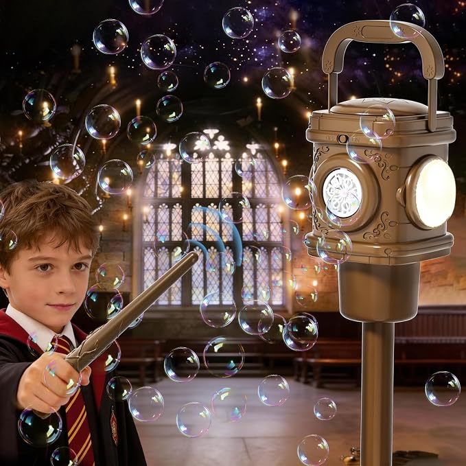 Automatic Bubble Machine for Kids & Toddlers 1-3, Remote Control LED Street lamp Bubble Toy for Indoor House Outdoor Play, Summer Water Toys for Toddler Baby Boy Girl Birthday Party Gifts
