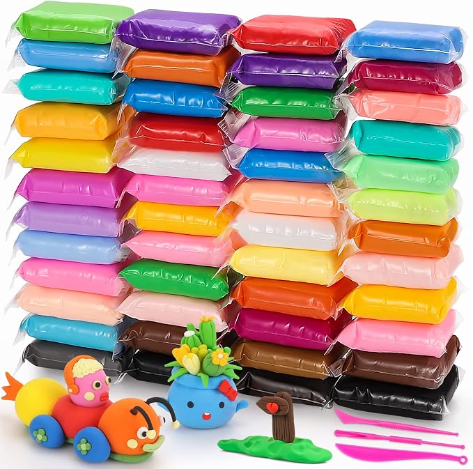EDIFON Air Dry Clay, 48 Colors Modeling Clay for Kids, Foam Magic Clay Toy with Sculpting Tools, Non-Sticky, Ultra-Light & Soft, DIY Arts & Crafts School Project Set, Gifts for Boys & Girls Ages 3-12
