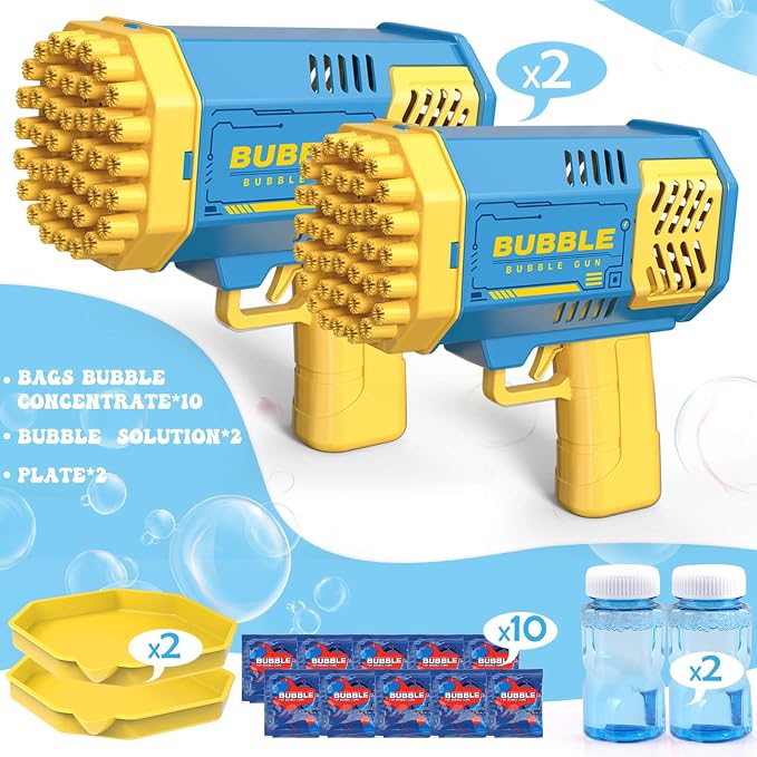 Bubble Gun 2 Pack - Bubble Machine for Toddlers, Toys for Kids 3 4 5 6 7 8 Years Old, Bubbles Maker Blower, Toy for Boys Girls Outdoor Indoor Birthday Wedding Party, Gifts for Ages 4-8
