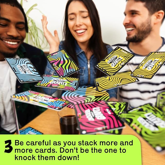 Big Potato Cards vs Gravity: Ultimate Stacking & Balancing Card Game | Waterproof Board Game for Family Fun, Holidays & Game Nights | 2-4 Players