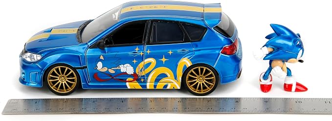 Jada Sonic The Hedgehog 1:24 2012 Subaru Impreza WRX STI Die-cast Car & Sonic Figure, Toys for Kids and Adults
