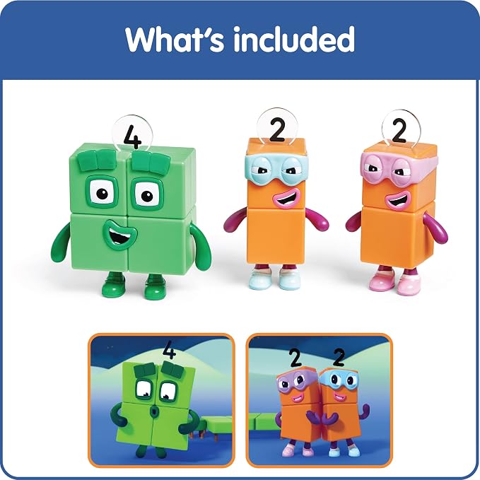 hand2mind Numberblock Four and the Terrible Twos, Cartoon Action Figure Set, Toy Figures, Play Figure Playsets, Small Figurines for Kids, Number Toys, Math Toys for Kids 3-5, Birthday Gifts for Kids
