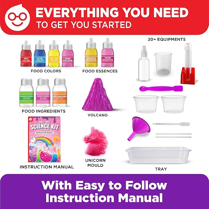 Doctor Jupiter Girls’ First Science Kit for Kids Ages 4-5-6-7-8 | Birthday Gift Ideas for 4+ Year Old Girls | STEM Toy Kit with 50+ Experiments | Learning & Educational Projects