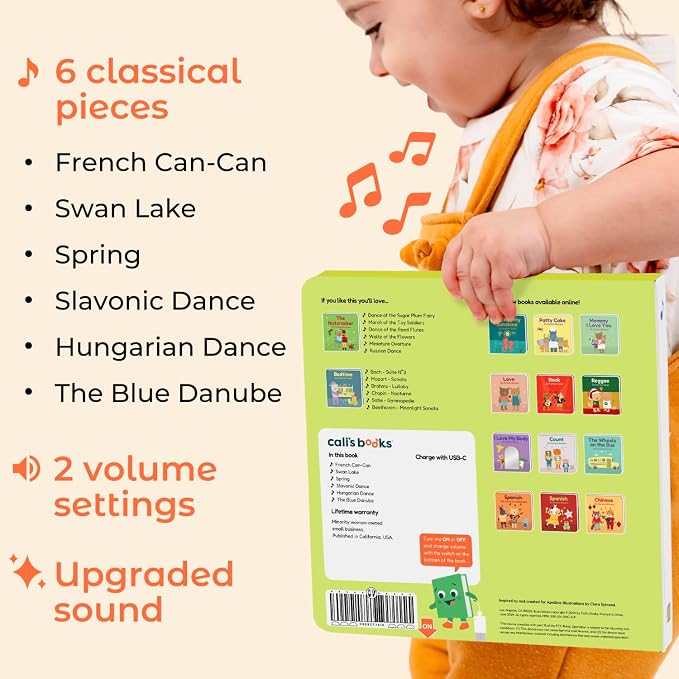 Cali's Books Dance to Classical Music Book Toddlers 1-3 Years Old - Nursery Rhymes Musical Book, Interactive Baby Sound Book, Singing Toy Children Girls, Learning Song Toy Toddler Boys