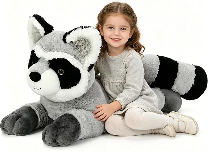 BENINY Giant Raccoon Stuffed Animal 30" - Oversized Raccoon Plush Pillow - Fluffy Big Stuffed Racoon Toy Birthday Gifts for Kids - Sweet Companion