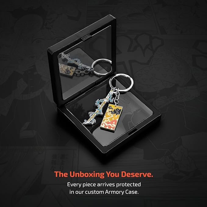 Demon Slayer Keychain, Anime Keychain with Sword & Charm Plate, Demon Slayer Merch & Gifts
