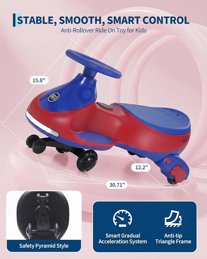 12V Electric Wiggle Car for Kids 2-in-1 Swing Car 360 Steering Pedal Ride | PP Plastic Body,Indoor Outdoor Play,Kids Activity Toy,Preschool Riding Fun,Low Gravity Design,Family Entertainment
