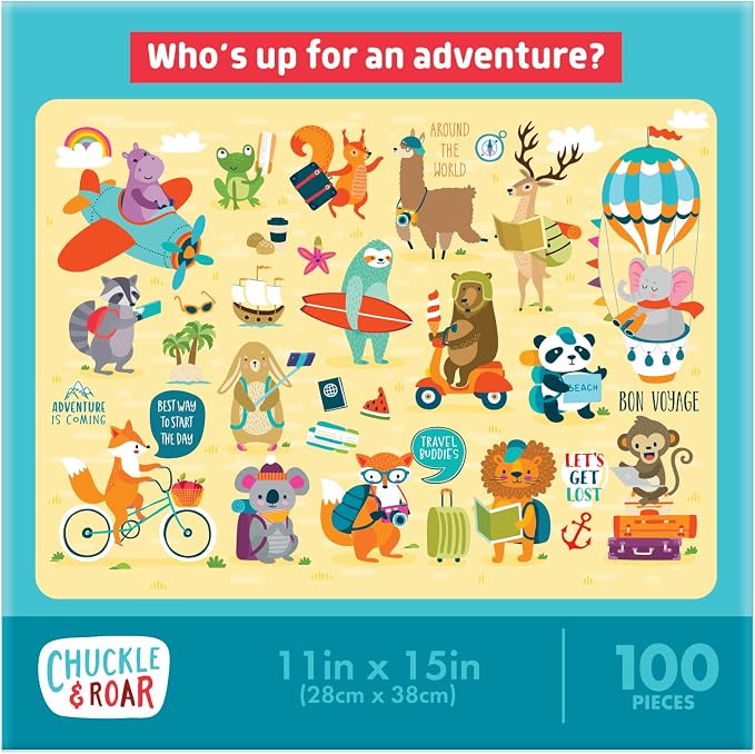 Chuckle & Roar Adventure Awaits 100-Piece Jigsaw Puzzle - 11 x 15 in - Screen-Free Play Puzzles for Kids - Fine Motor Skill Development 100-Piece Set for Kids