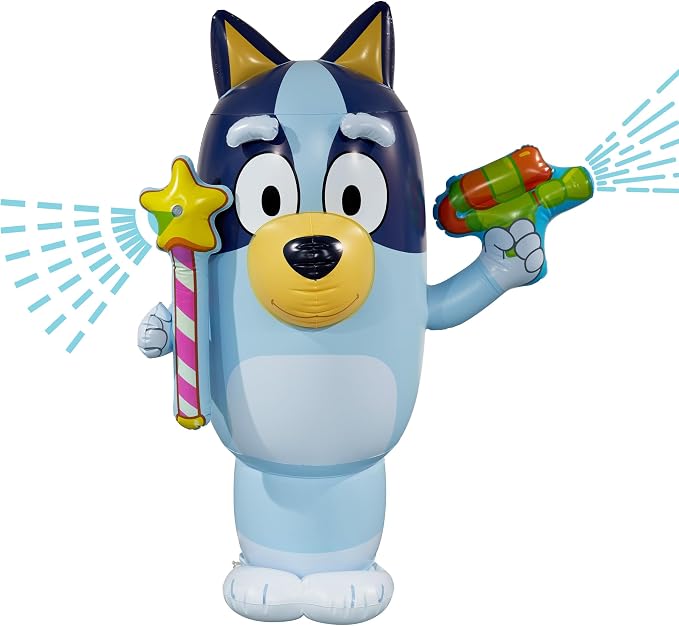 BLUEY Sprinkler for Kids, 48” Inflatable Water Sprinkler Toy for Summer Outdoor Fun, Lawn Sprinkler Toy and Bluey Party Decoration for Kids