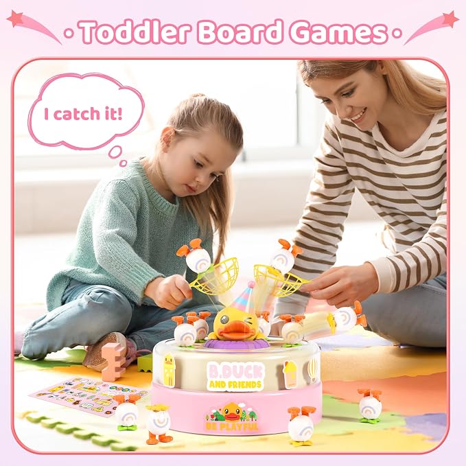 BLF FUN B.Duck Games for Kids Age 4-6, Catch and Bounce Duck Board Games for Kids 3-5,Family Toddlers Games Birthday Gifts for 5-7 Girls, Christmas Birthday Gifts for Toddlers 4-8