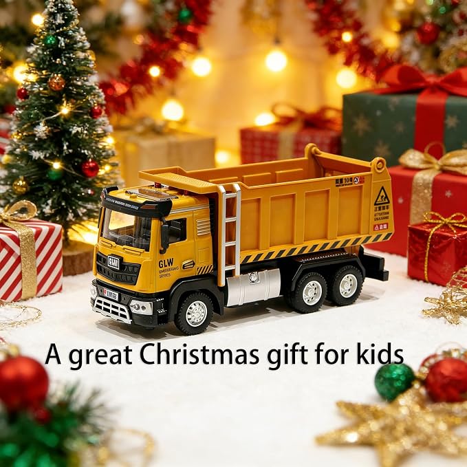 Construction Trucks Toy 1:40 Semi-Alloy Simulation Model Lights & Sounds Educational Engineering Vehicle for Kids Dump Truck