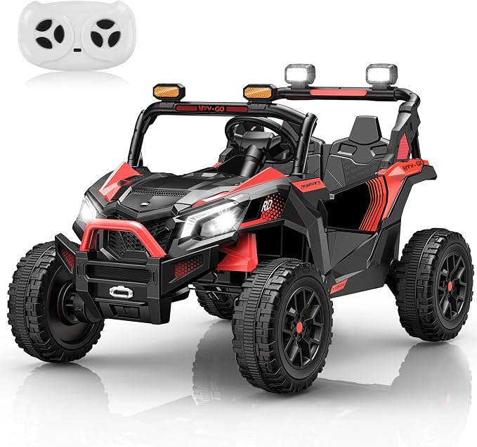 Firstness 24V Remote Control Ride on Cars for Kids 800W Toddler Electric Car Two Seater Ride on Toys with LED Lights, Music, 3 Speed Mode, Electric Vehicle Ride On Truck Car for Kids Ages 3-8, Red