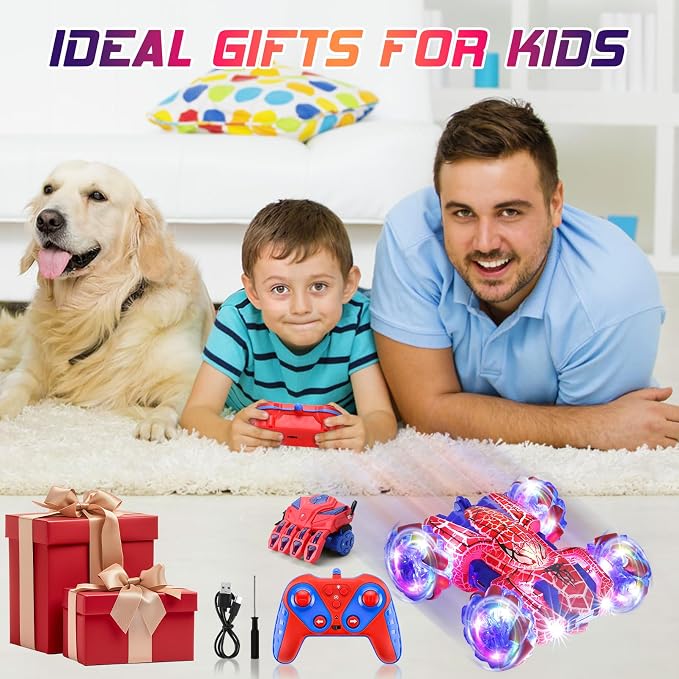 Punieayi Gesture Sensing Remote Control Car, 2.4Ghz RC Cars with Wholebody Light & Headlight, Hand Controlled Double Sided Rechargeable RC Stunt Car Toys for Boys 4-6 5-7 8-13