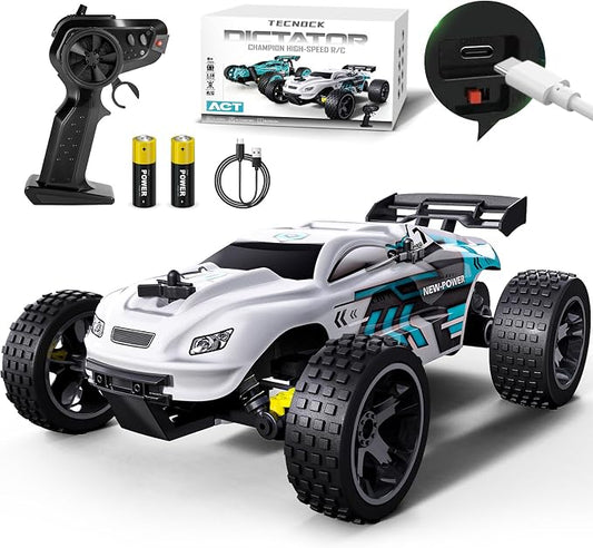 Tecnock RC Cars Remote Control Car for Kids, 1:18 Scale 20 KM/H 2WD Offroad Buggy, 2.4GHz RC Racing Car with USB-C Easy Charging & 50 Mins Playtime, Toys Gifts for Boys & Girls