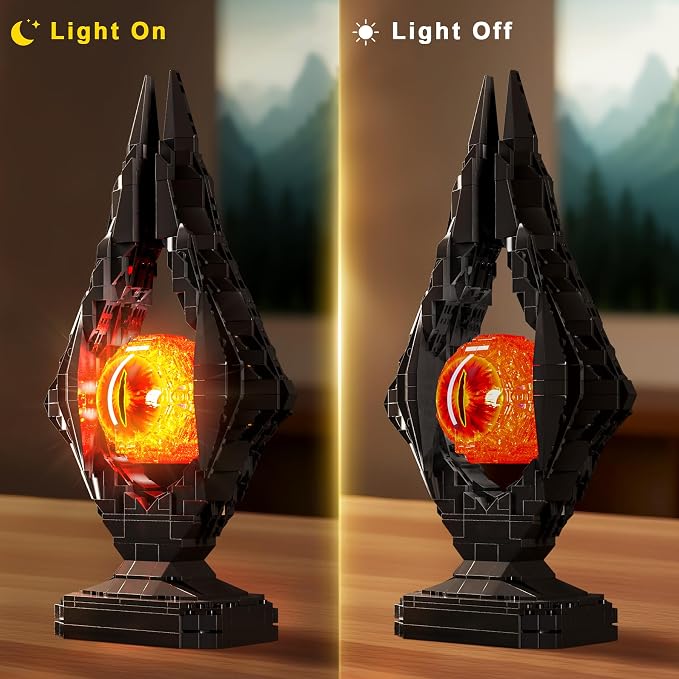 Movie-Inspired Building Toys Set, Fantasy Eye Tower Building Set, 925 Pieces Dark Collectible Building Kit for Adults & Teens, Unique Birthday Gift for Men, Home Office Desk Decor