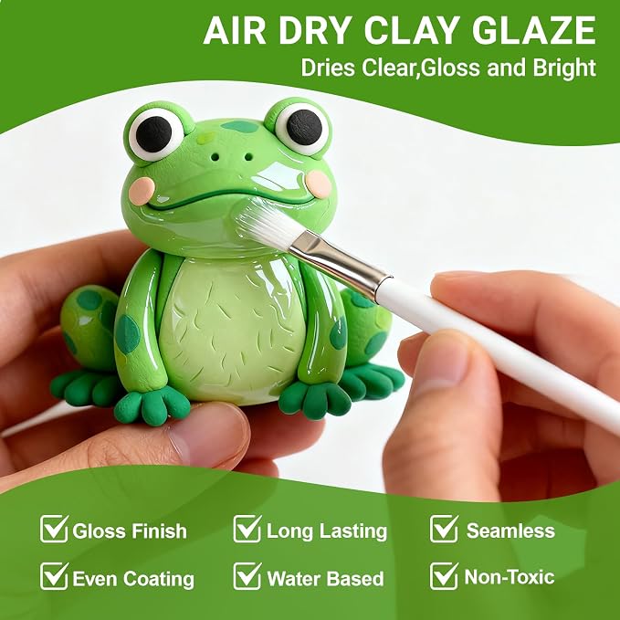 SEVENWELL 240ml Air Dry Clay Glaze, Gloss Clay Varnish Used for Preventing Clay from Surface Wear, Cracking, Scratches, Sealer for Air Dry Clay, Polymer Clay, ResinCrete, Pottery, Acrylic Paint