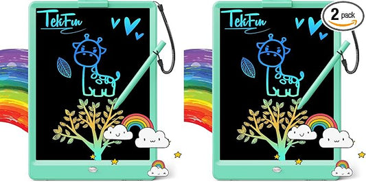 TEKFUN Kids Toys 10Inch LCD Writing Tablet, Mess Free Coloring Doodle Board, Drawing Pad for Kids Games Educational Toys for Ages 3-10 Girls Boys (Green) (Pack of 2)