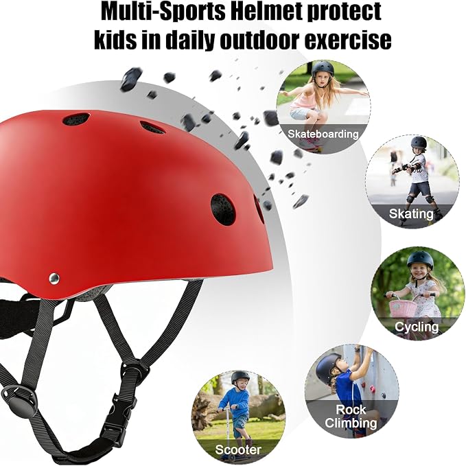 Kids Bike Helmet with LED Light,Lightweight Adjustable Childs Helmet for boy & Girl Ages 5-8-14,Multi-Sport Safety Helmet for Skateboard Cycling Scooter